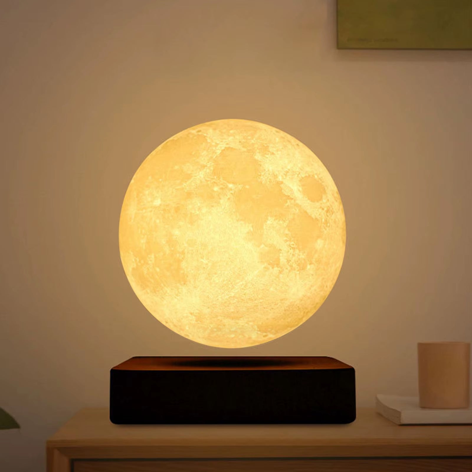 Novelty Levitating Moon Night Light 360° Rotation Magnetic Floating Moon Lamp with 3 Colors for for Home Office Desk Decor