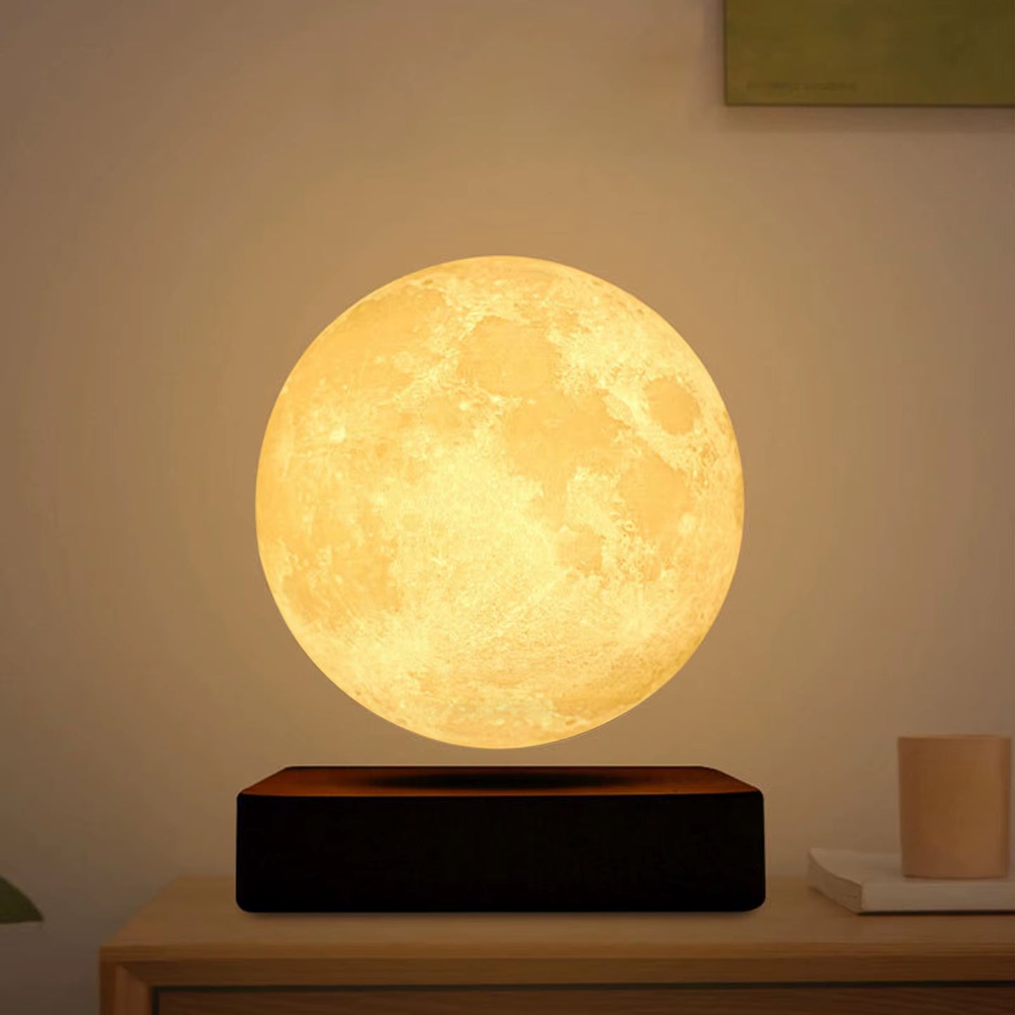 Novelty Levitating Moon Night Light 360° Rotation Magnetic Floating Moon Lamp with 3 Colors for for Home Office Desk Decor